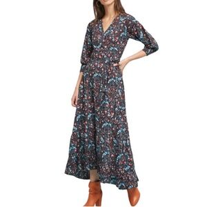 ANTHROPOLOGIE FLANNEL MAXI WRAP DRESS SIZE S